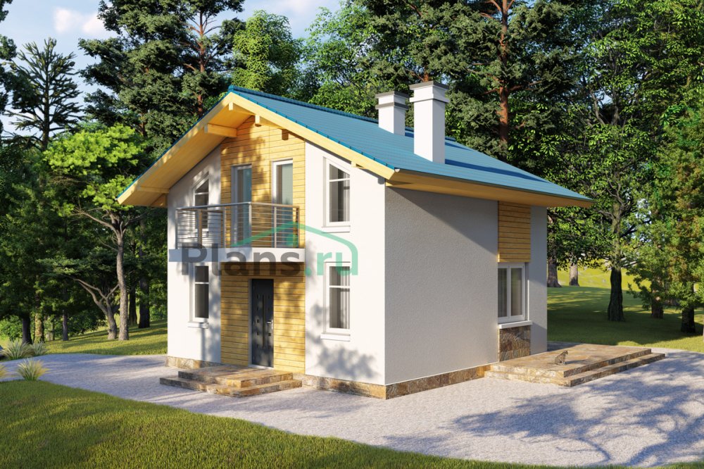Кирпичный дом 7x7 с террасой