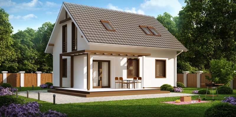 Дом с террасой 7x8
