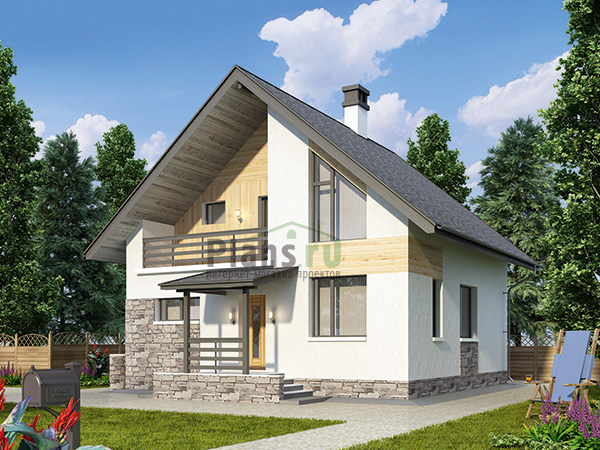 Дом из кирпича с мансардой 9x9